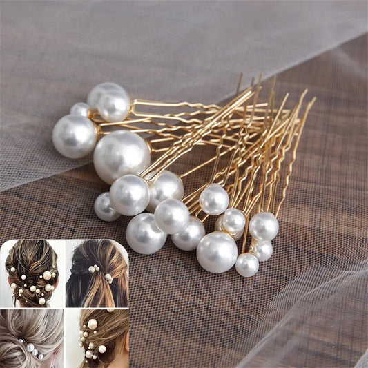 sengpan Women U-shaped Pin Metal Barrette Clip Hairpins Simulated Pearl Bridal Tiara Hair Accessories Wedding Hairstyle Design Tools