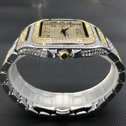 sengpan jewelry for men hot sale new Iced Out Square Men Watches Top Brand Luxury Full Diamond Hip Hop Watch Fashion Unltra Thin Wristwatch Male Jewelry