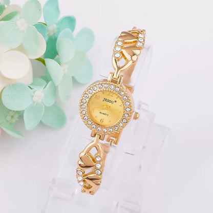 sengpan bridal jewelry set for wedding Women Bracelet Watch Set Gold Crystal Design Necklace Earrings ring Female Jewelry Set Quartz Watch Women’s Gifts For Valentine