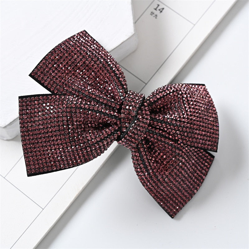 sengpan Barrette for Women Girl Rhinestone Crystal Big Bow Knot Hair Clip Hairpin Geometric Accessories Wholesale