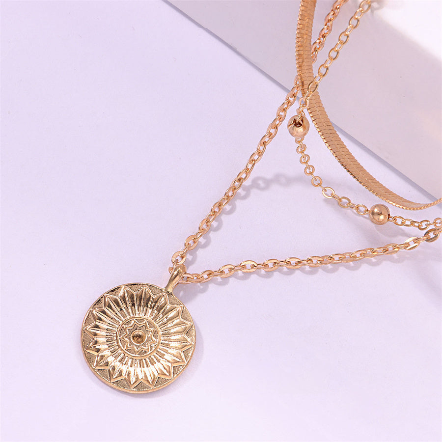 sengpan New Evil Eye Crystal Pendant Necklace Coin Women's Necklace Set Multi-layer StarMoon Alloy Imitation Pearl Pendant Necklace