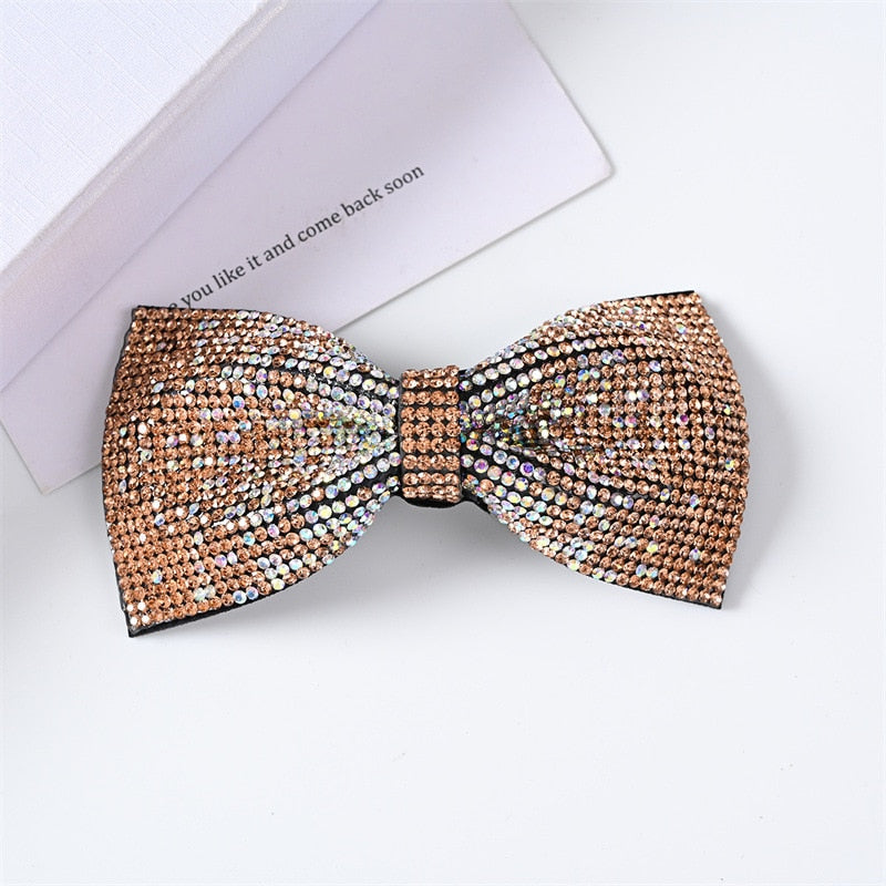 sengpan Barrette for Women Girl Rhinestone Crystal Big Bow Knot Hair Clip Hairpin Geometric Accessories Wholesale