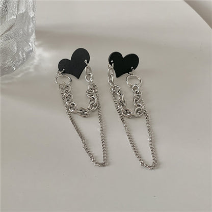 sengpan Korea Fashion Jewelry Long Tassel Love Heart Earrings Oorbellen Statement Earrings Tassel Heart-Shaped Earrings Women