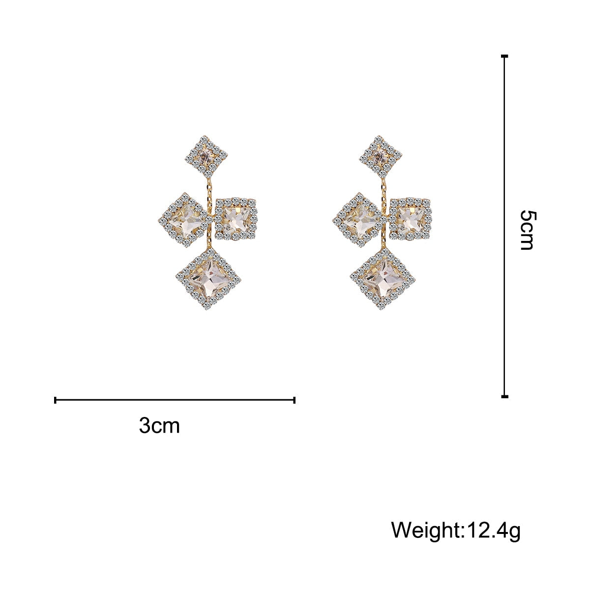 sengpan western jewelry for women Personality Shiny Crystal Geometric Long Pendant Drop Earrings for Women Charm Elegant Rhinestone Earring Unusual Jewelry