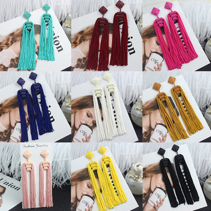 sengpan Long Tassel Earrings Fashion Jewelry Bohemia Statement Summer Dangle Aesthetic Earrings for Women Accessories Korean Style