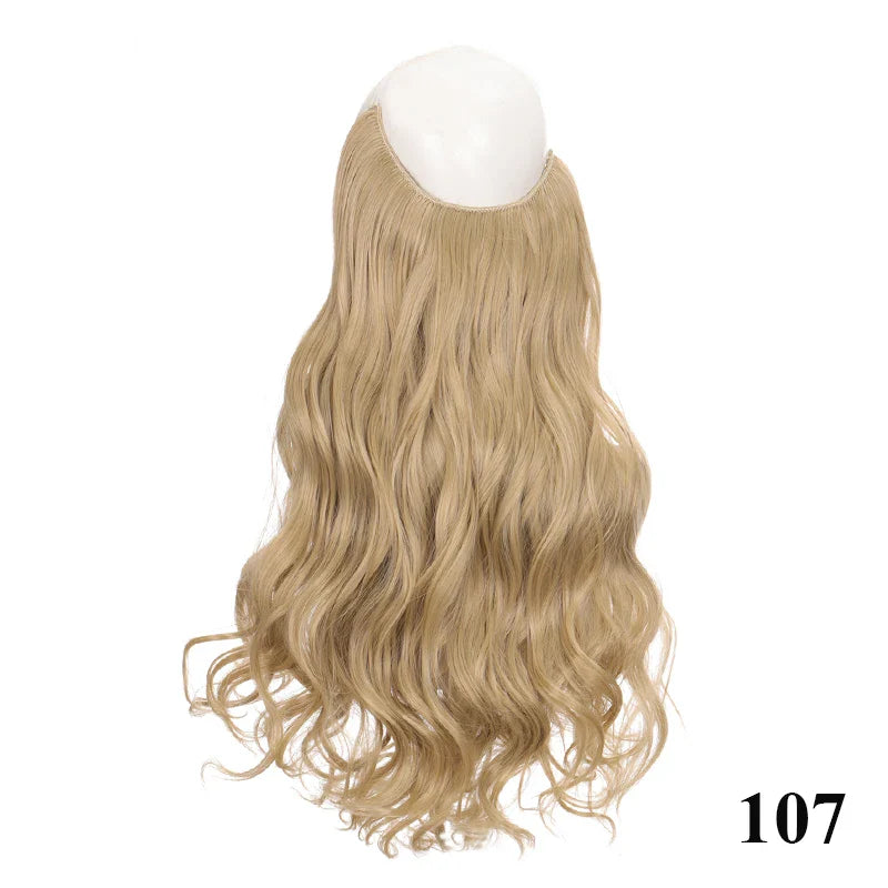 sengpan Synthetic 24inch Invisible Hair Wire Without No Clip Hair Extension Fishing Line Wig Wavy Hair Female False Hair Piece