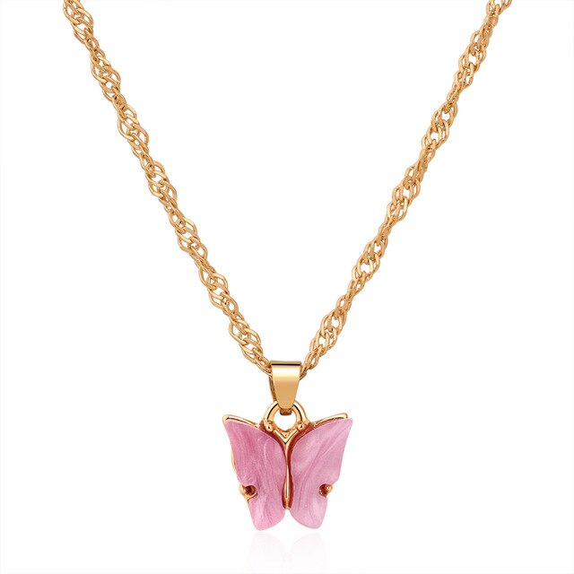 sengpan Christmas gifts ideas Shiny Big Butterfly Pendant Necklace Rhinestone Chain For Women Bling Tennis Chain Crystal Choker Necklaces Temperament Jewelry