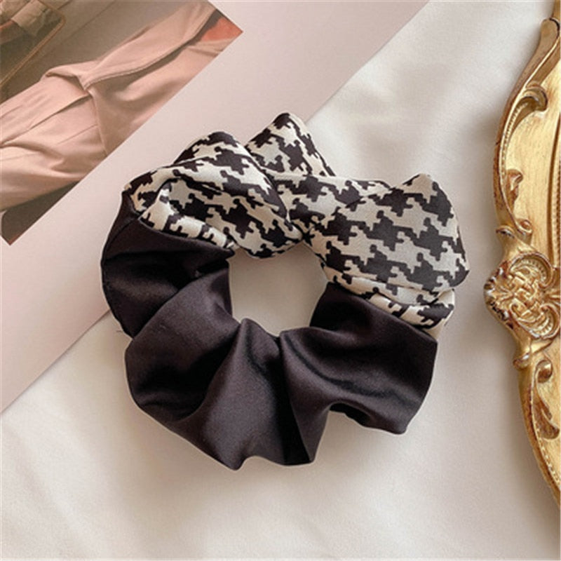 sengpan Plaid Scrunchies For Women Girl Elastic Hair Bands Ties Accessories Pitchwork Bow Knot Wholesale