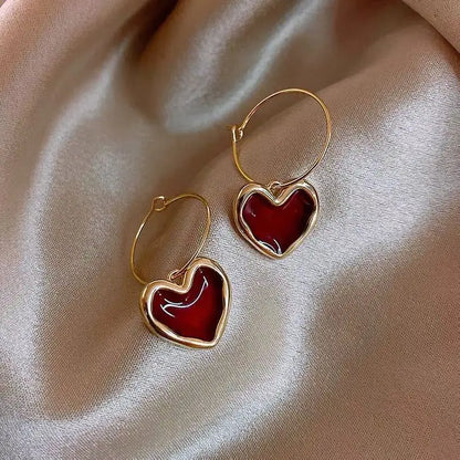 sengpan  -  Daily Red Hearts Girls Doop Earrings Love Funny Bohemian Earrings Fashion New Women Accessories