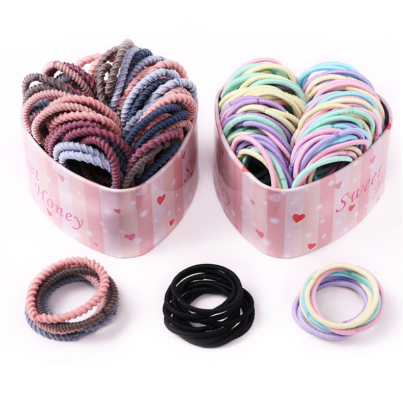 sengpan gifts for girls 50PCS/Box Mix 3CM Children's rubber band does not hurt hair girl hair ring female black baby Hairbead Hair tie girl  Korean cute