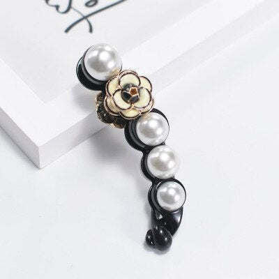 sengpan Banana Hair Clip Claw for Women Girl Camellia Flower Floral Pearl Hairpin Korean Handmade Fashion Accessories Mujer Wholesale