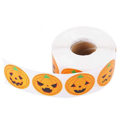 sengpan 50-500pcs DIY Decorative Labels Halloween Party Favors Supplies Round Halloween Label Sticker Cute Smile Pumpkin Seal Sticker