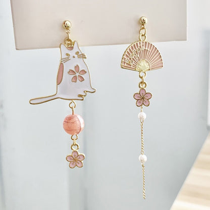 sengpan gifts for her hot sale new gifts for women Korean Fashion Cat Rose Flowers Tassel Earrings For Women Crystal Pearl Dangle Asymmetrical Wedding Party Jewelry Sweet Female