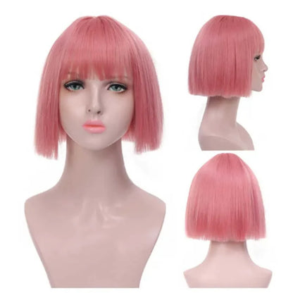 sengpan Women's Short wig Synthetic Short Straight BOb Wigs With Air Bangs Daily Wear Heat-Resistant Wig Cosplay Short Bob Wig