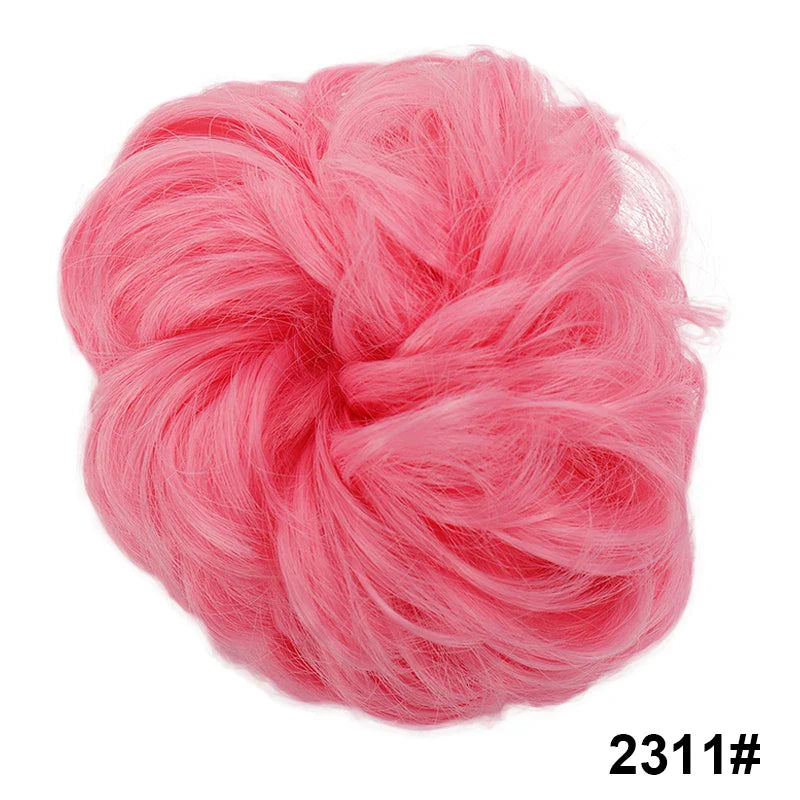 sengpan Synthetic Elastic Hair Scrunchie Chignon Donut Roller Bun Wig Curly Clip in Hair Ponytails Extensions Many colors