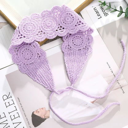 Lianfudai Haimeikang New Crochet Hair Band Women Scarf Solid Color Knitting Headbands Bandanas Wide Elastic Hairbands Fashion Accessories