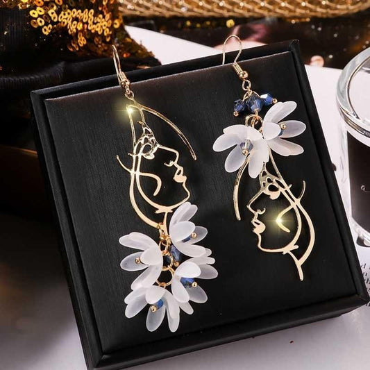 sengpan gifts for her hot sale new gifts for women Korean Fashion Cat Rose Flowers Tassel Earrings For Women Crystal Pearl Dangle Asymmetrical Wedding Party Jewelry Sweet Female