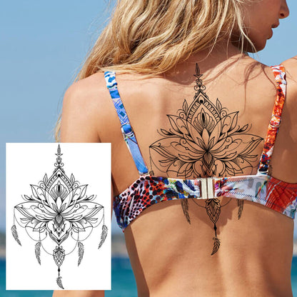 sengpan western jewelry for women Black Henna Lace Temporary Tattoos Sticker For WOmen Butterfly Moth Mehndi Flower Fake Tatoo Sticker Feather Flora Tatoo