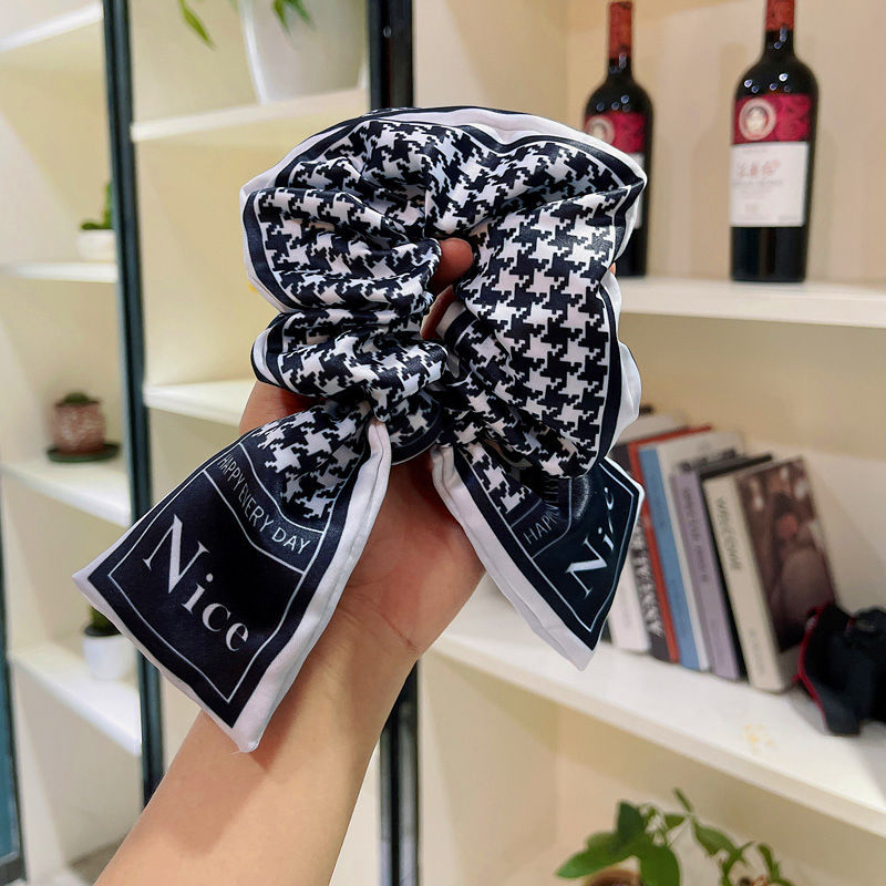 sengpan Big Plaid Bowknot Letter Scrunchies for Women Girl Elastic Hair Bands Ties Accessories Wholesale Korean Rubber Rope