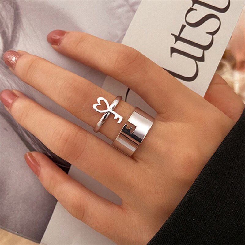 sengpan father's day gifts Trendy Silver Color Butterfly Rings for Women Men Lover Couple Rings Set Wedding Open Rings Fashion Valentine's Jewelry