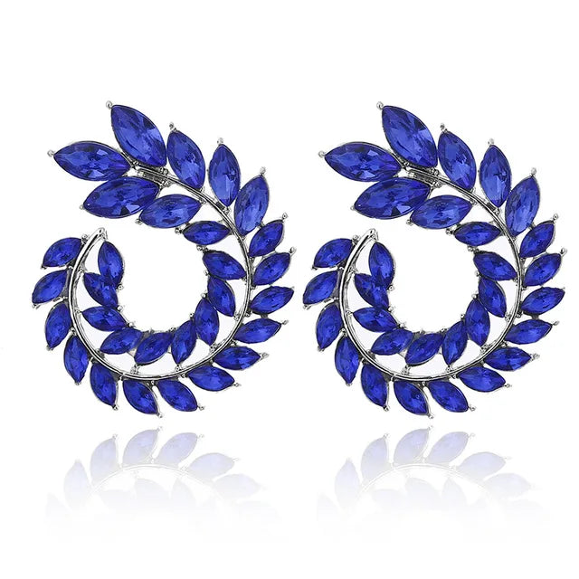 sengpan 10 Colors Rhinestone Statement Earrings 2024 Geometric  Big Round Stud Earrings For Women Crystal Luxury Wedding Gift