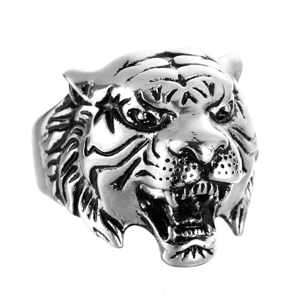 sengpan Christmas decor ideas Retro Domineering Tiger Men's Ring Hip Hop Gothic Accessories King of the Forest Tiger Punk Finger Jewelry Gift