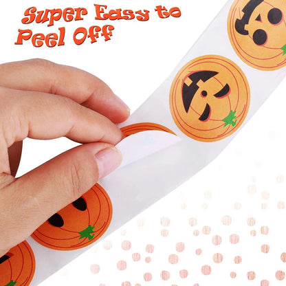 sengpan 50-500pcs DIY Decorative Labels Halloween Party Favors Supplies Round Halloween Label Sticker Cute Smile Pumpkin Seal Sticker