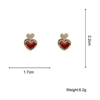 sengpan Vintage Earrings Lovely Small Cute Painting Heart Shape Earrings for Women Fashion Enamel Drop Earrings Brincos