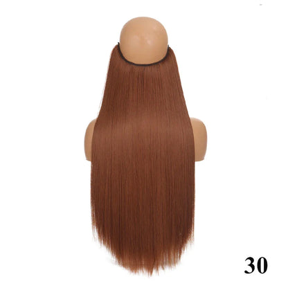 sengpan Synthetic 24inch Invisible Hair Wire Without No Clip Hair Extension Fishing Line Wig Wavy Hair Female False Hair Piece