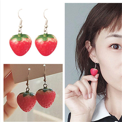 sengpan Stereo Simulation Red Strawberry Dangle Earring New Fruit Strawberry Earring Female Lovely Sweet Girl for Women Jewelry Gifts