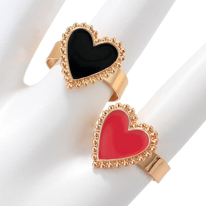 sengpan Trendy Simple Heart Rings for Women Gold Color Heart Adjustable Ring for Women Party Wedding Jewelry Accessories