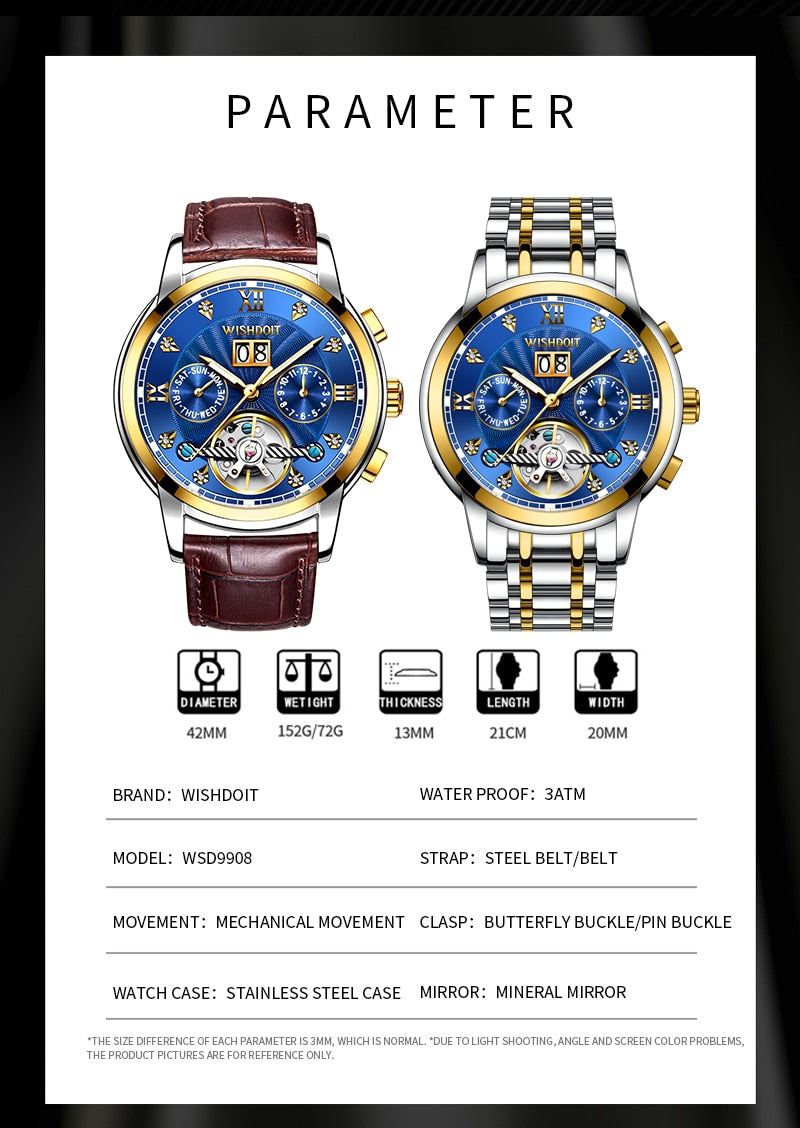 sengpan gifts for Men Automatic Mechanical Watch Top Brand Stainless Steel Waterproof Watches New Fashion Business Hollow  Wristwatch