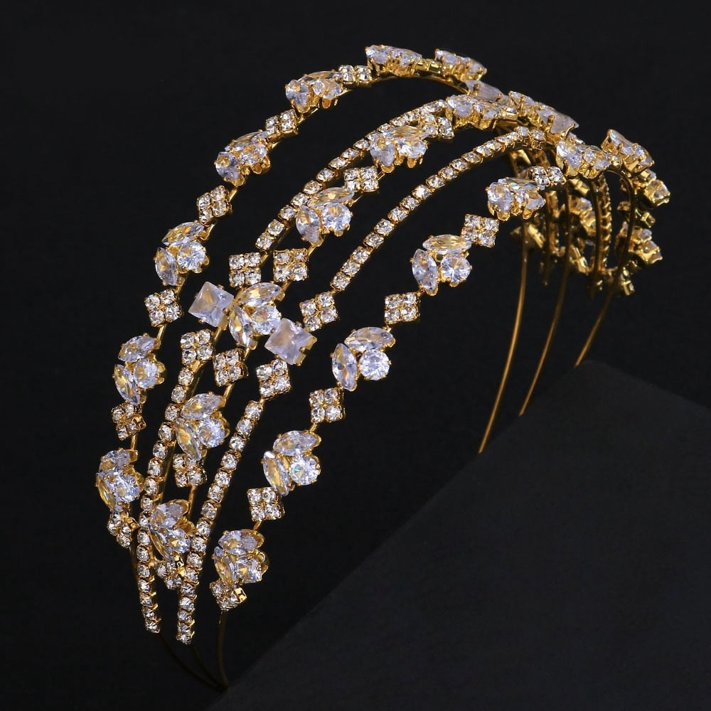 sengpan A371 Luxury Zircon Bridal Headband Handmade Rhinestone Tiaras Wedding Party Hair Hoop Bridal Headpiece Head Jewelry for Women