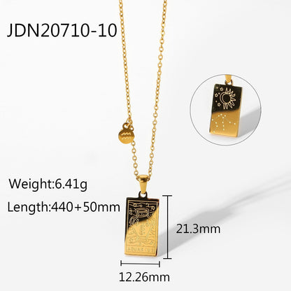 sengpan Women Jewelry 12 Constellations Necklace Stainless Steel Scorpio Leo Virgo Libra Aquarius Taurus Gold Square Pendant Necklaces