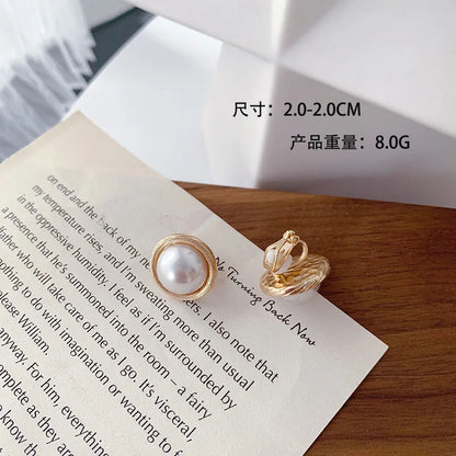 sengpan Korean Design Elegant Simulated Pearl Big Round Clip on Earrings Non Pierced Baroque Pearl Ear Clips for Women Jewelry Wholesale