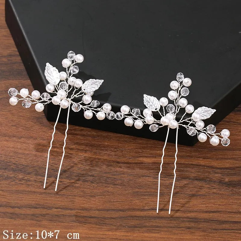 sengpan - Hair Pins Hair Accessories For Women Wedding Accessories Hair Clips Jewelry Pearl Rhinestone Flower Hair Clip Pins Headpiece