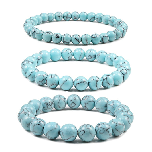 sengpan Disaster Prevention Jewelry 6mm 8mm 10mm Men Women Bracelets Blue Natural Stone Turquoises Beads Strand Bracelet & Bangles Yoga Charm Jewelry Gift Pulseira