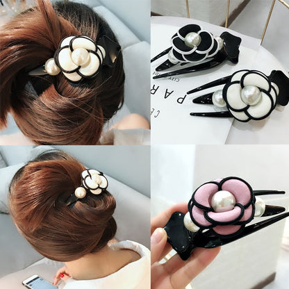 sengpan Camellia Hair Claw Clip Clamp for Women Girl Flower Floral Banana Pearl Korean Handmade Fashion Head Accessories Mujer Wholesale