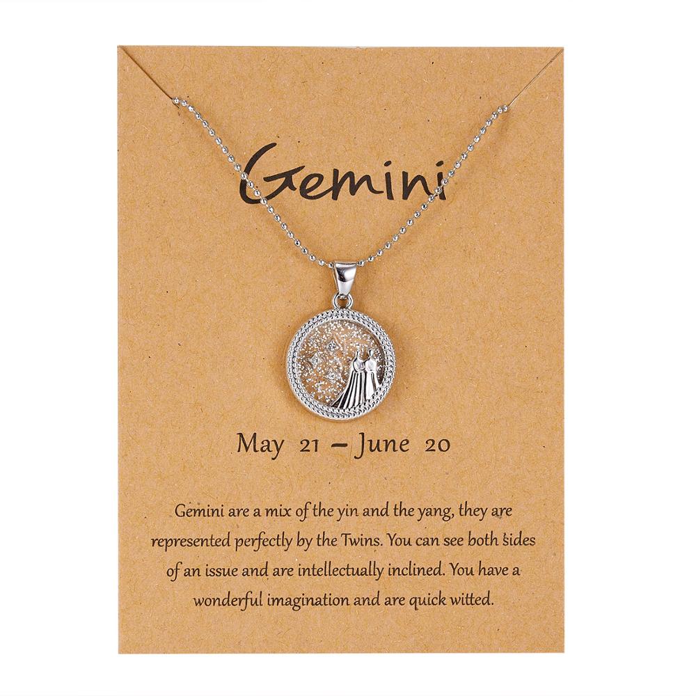 sengpan  gifts for women Fashion Charm Silver Color 12 Constellation Pendant Necklace Aries Leo Star Zodiac Sign Necklaces for Women Personality Jeweley