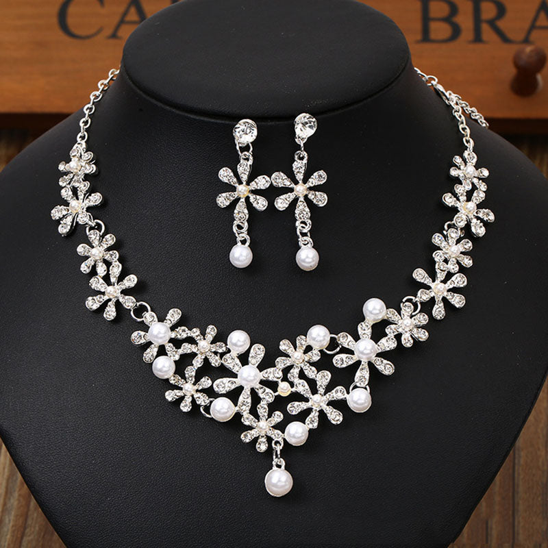 sengpan bridal jewelry set for wedding Wedding Bride Jewelry Sets Pearl Tiara Necklace Earrings Sets for Women Hair Accessories Crowns Necklace Set Tiaras Diadema