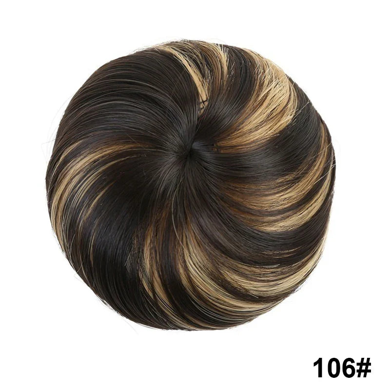 sengpan Synthetic Elastic Hair Scrunchie Chignon Donut Roller Bun Wig Curly Clip in Hair Ponytails Extensions Many colors