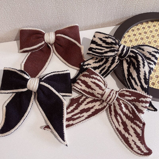 sengpan Barrette for Women Girl Hair Accessories Fashion Fabric Big Bow Knot Striped Hair Clip Hairpin Autumn Winter Wholesale