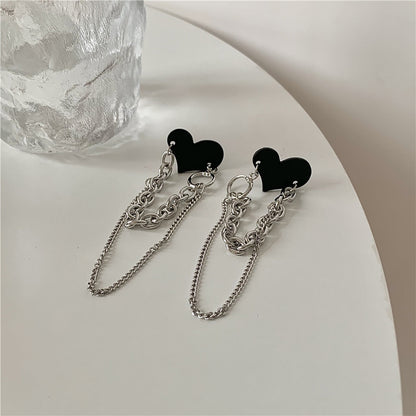 sengpan Korea Fashion Jewelry Long Tassel Love Heart Earrings Oorbellen Statement Earrings Tassel Heart-Shaped Earrings Women