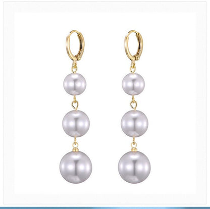 sengpan Christmas gifts ideas New Style Tassel With Pearl Ladies Long Earrings Korea Simulation Pearl Long Chain Earrings Earrings Wedding Jewelry