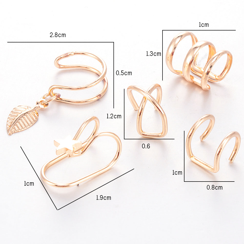 sengpan gifts for women  2 Pcs/set Punk Simple Ear Clip Cuff Wrap Earrings For Women Fashion Jewelry Clip-on Earrings Non-piercing Ear Cuff Eardrop