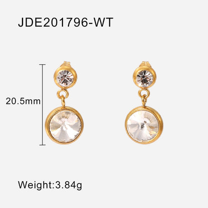 sengpan New Arrival 18K Plated Stainless Steel Jewelry Gift Size Round Four Colors Cubic Zirconia Pendant Earrings For Women Party