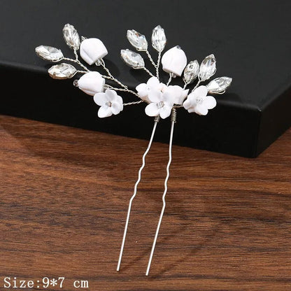 sengpan - Hair Pins Hair Accessories For Women Wedding Accessories Hair Clips Jewelry Pearl Rhinestone Flower Hair Clip Pins Headpiece