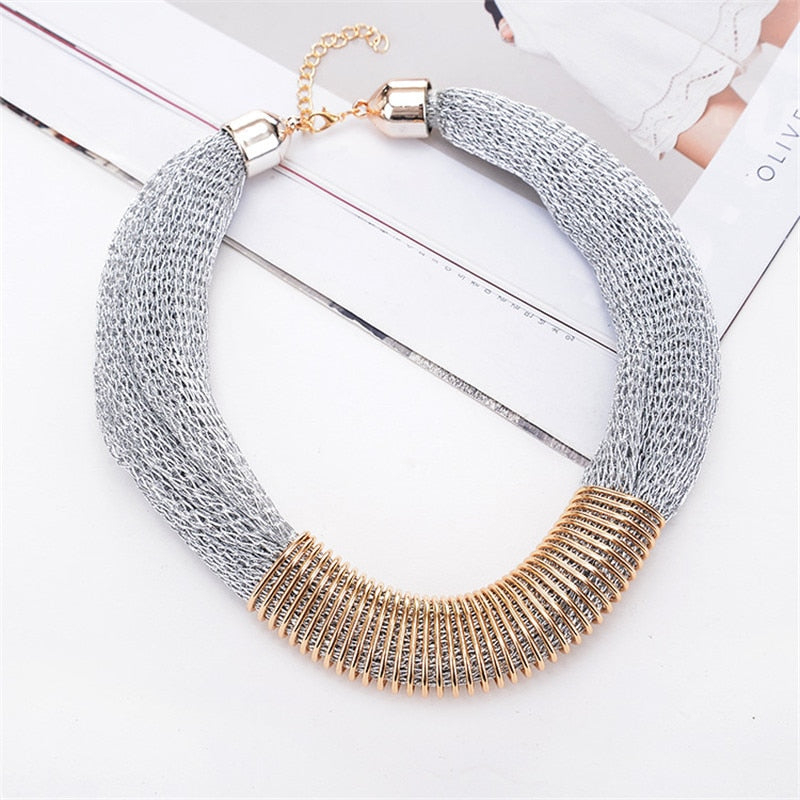 sengpan christmas wishlist valentines day gifts for her Trendy Fashion Ribbon Big Collar Choker Necklace For Woman Bohemian Maxi Chains Metal Pendants Necklaces Femme Jewelry New