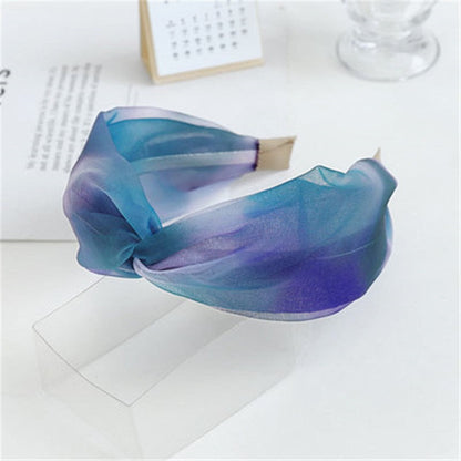 sengpan Girl Organza Wide Headbands For Women Cross Hair Bands Bows Accessories Korean Summer New Tie Dye Ethnic Wholesale