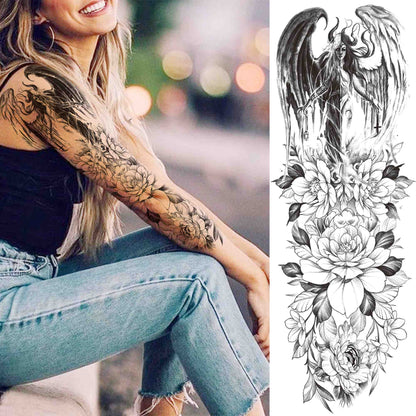 sengpan western jewelry for women Sexy Wolf Full Flower Arm Temporary Tattoo Stickers For Men Body Art Sleeve Tattoo Decals Girl Women Waterproof Tatoo Fox Legs